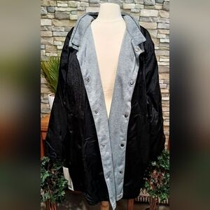 Woman Within Women's Fleece Nylon Reversible Jacket 6X Black Gray New‎